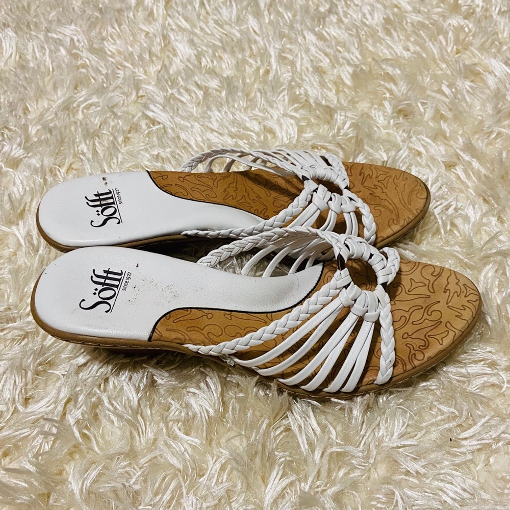 SOFFT Leather Wedge Sandals size 8 white - Picture 3 of 4